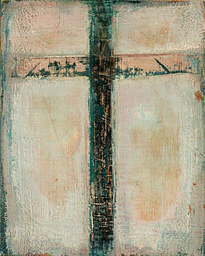 Nikola Dimitrov, Kreuz, 1998, Acryl, Tusche auf Karton auf Leinwand, 25 x 20 cm