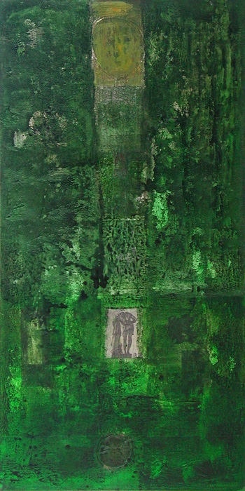 Nikola Dimitrov, Cantharis, Acryl, Öl und Tusche auf Leinwand, 200 x 100 cm