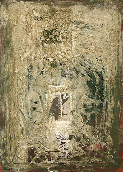 Nikola Dimitrov, Hommage, Collage, Acryl, Öl und Tusche auf Leinwand, 70 x 50 cm