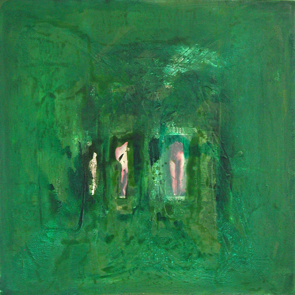 Nikola Dimitrov, Paradies, 2002, Acryl, Öl und Tusche auf Leinwand, 100 x 100 cm