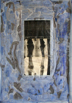 Nikola Dimitrov, Cantharis, 2003, Acryl und Collage auf Leinwand, 100 x 70 cm