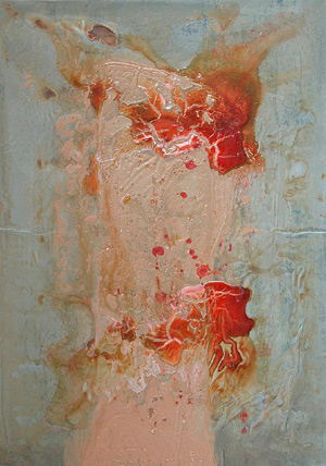 Nikola Dimitrov, Cantharis, 2003, Acryl und Collage auf Leinwand, 100 x 70 cm