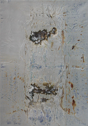 Nikola Dimitrov, Cantharis, 2003, Acryl und Collage auf Leinwand, 100 x 70 cm