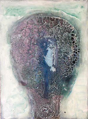 Dialoge, 2003, Acryl und Collage auf Leinwand, 88 x 65 cm