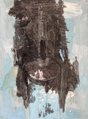 Dialoge, 2003, Acryl und Collage auf Leinwand, 88 x 65 cm