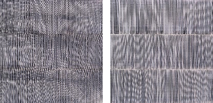 Nikola Dimitrov, Komposition, 2011, je 60 x 60 cm, Pigment, Bindemittel, Lösungsmittel auf Leinwand