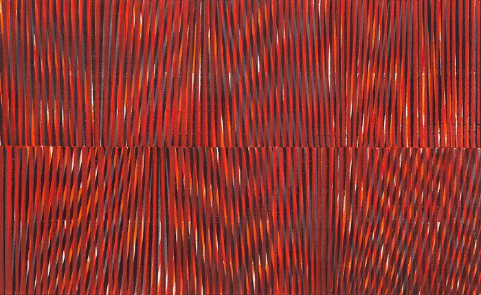 Nikola Dimitrov, KlangRaumRot, 2015, Pigmente, Bindemittel, Lösungsmittel auf Leinwand, 80 x 130 cm