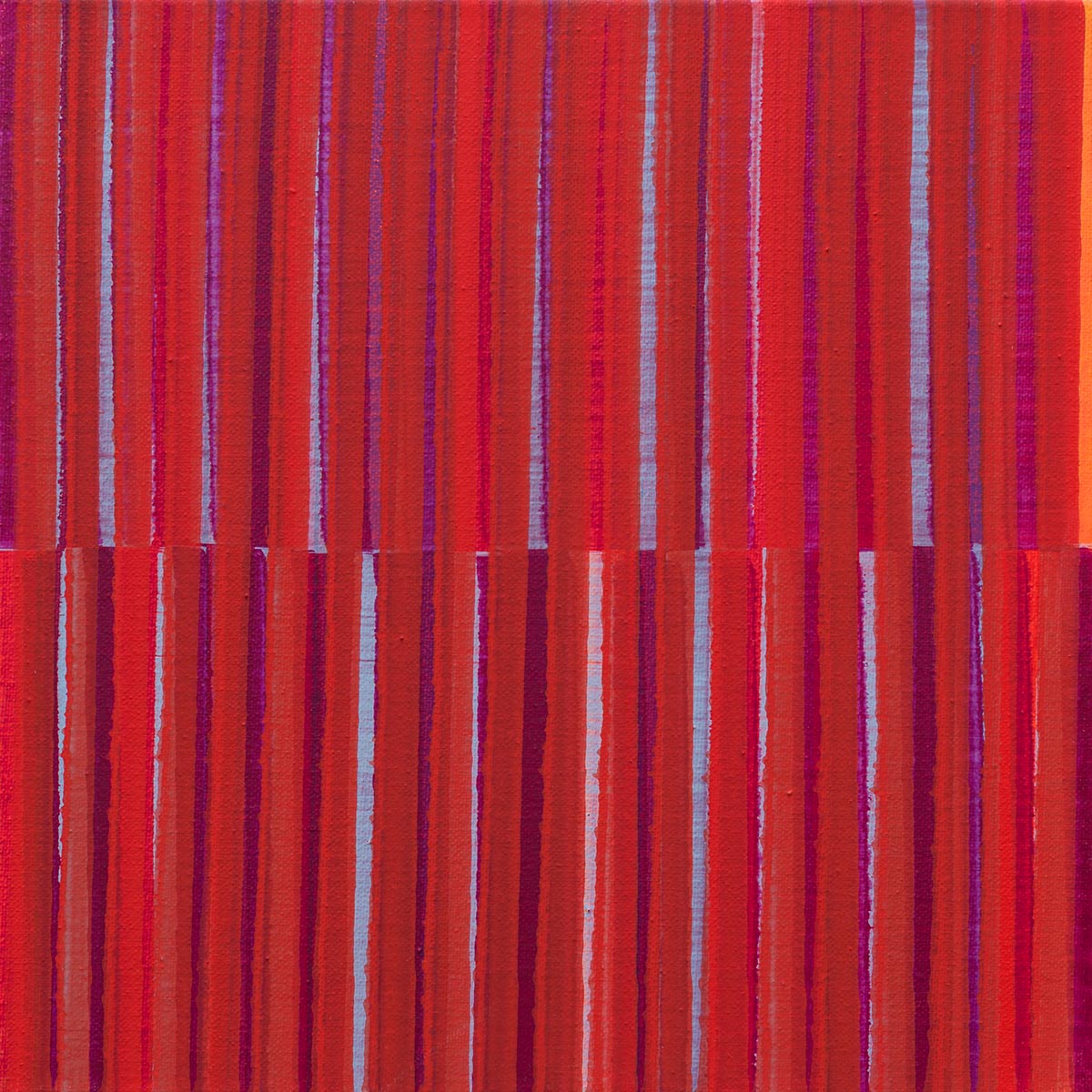 Nikola Dimitrov, Kleine Komposition Rot, 2017, Pigmente, Bindemittel auf Leinwand, 30 × 30 cm