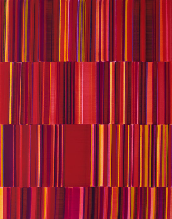 Nikola Dimitrov, KlangRaumRot II, 2017, Pigmente, Bindemittel, Lösungsmittel auf Leinwand, 140 x 110 cm
