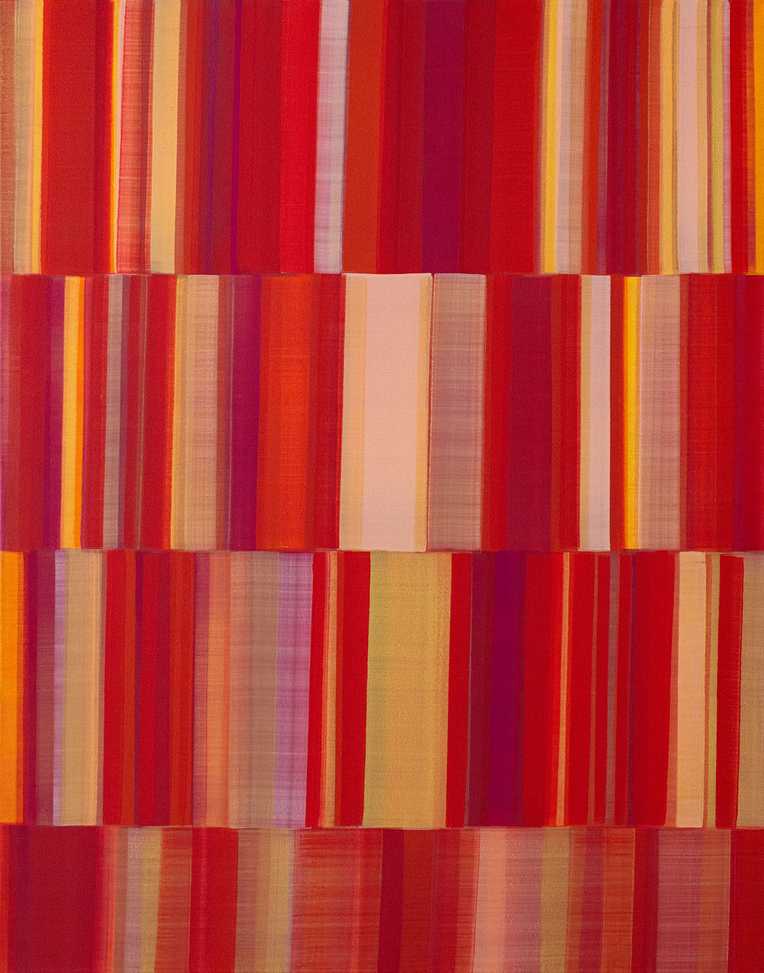 Nikola Dimitrov, KlangRaumRot IV, 2017, Pigmente, Bindemittel, Lösungsmittel auf Leinwand, 140 x 110 cm