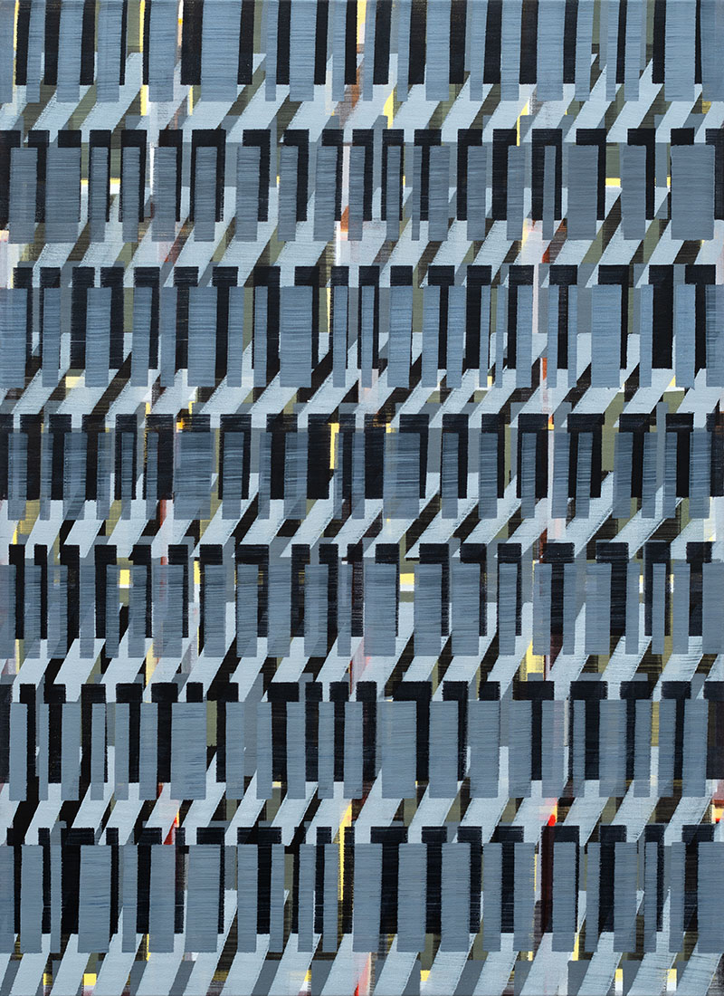 Nikola Dimitrov, Rhythmen, 2019, Pigmente, Bindemittel auf Leinwand, 110 × 80 cm