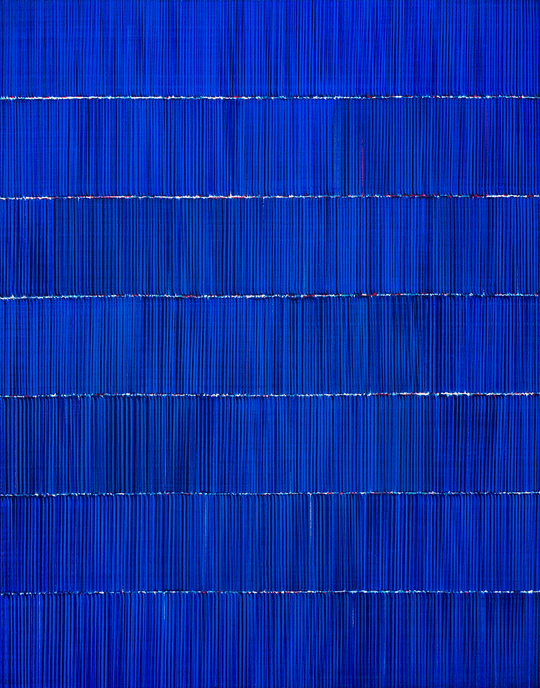 Nikola Dimitrov, FarbKlangBlau II, 2019, Pigmente, Bindemittel auf Leinwand, 140 × 110 cm