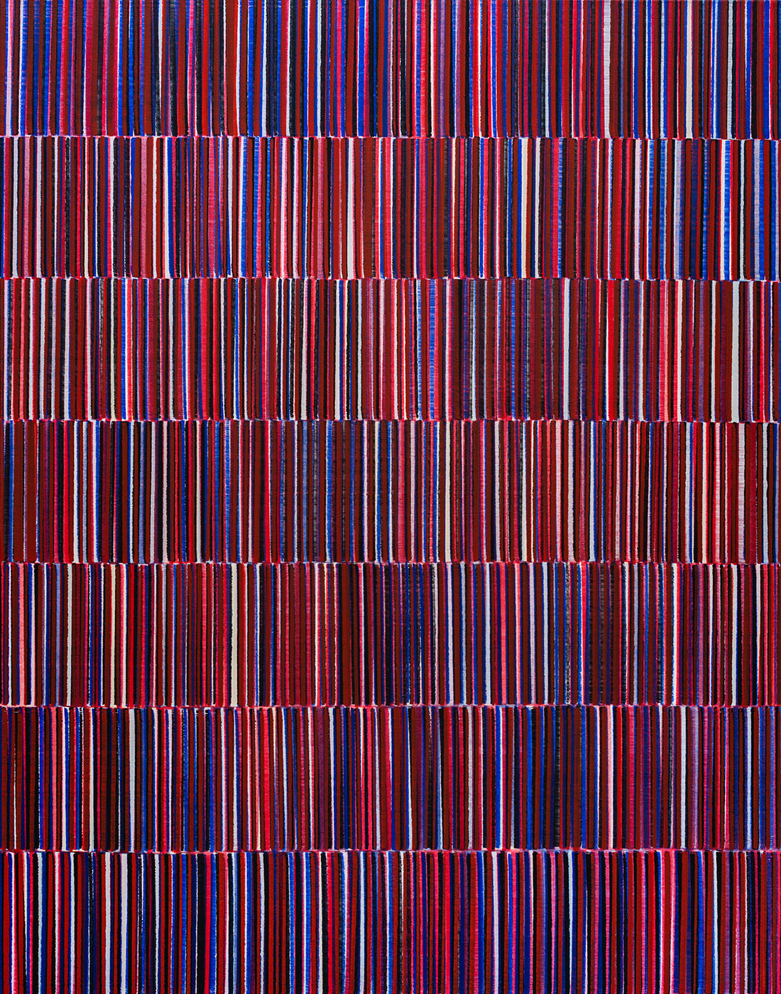 Nikola Dimitrov, FarbKlang BlauRot I, 2019, Pigmente, Bindemittel auf Leinwand, 140 × 110 cm