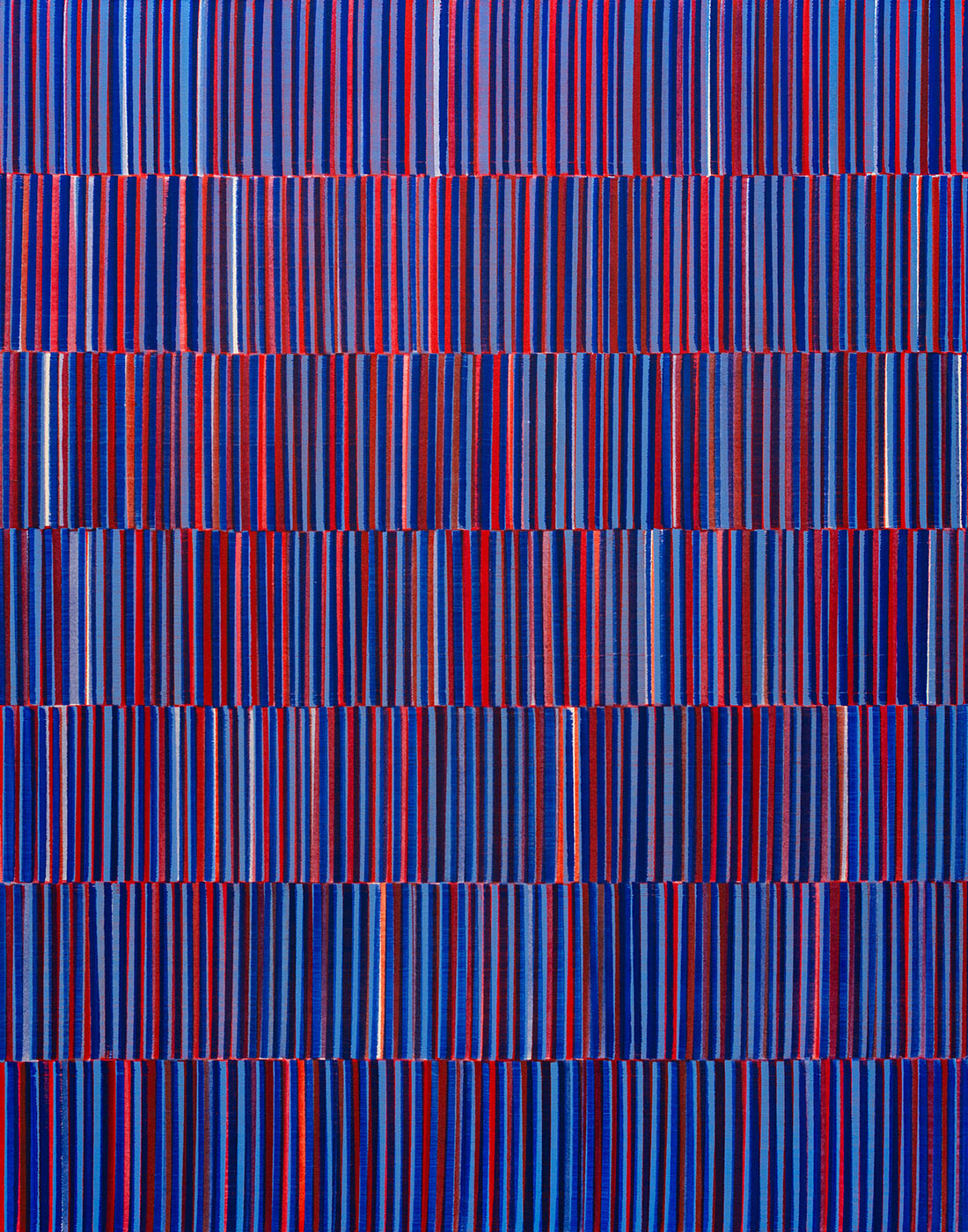 Nikola Dimitrov, FarbKlang BlauRot II, 2019, Pigmente, Bindemittel auf Leinwand, 140 × 110 cm
