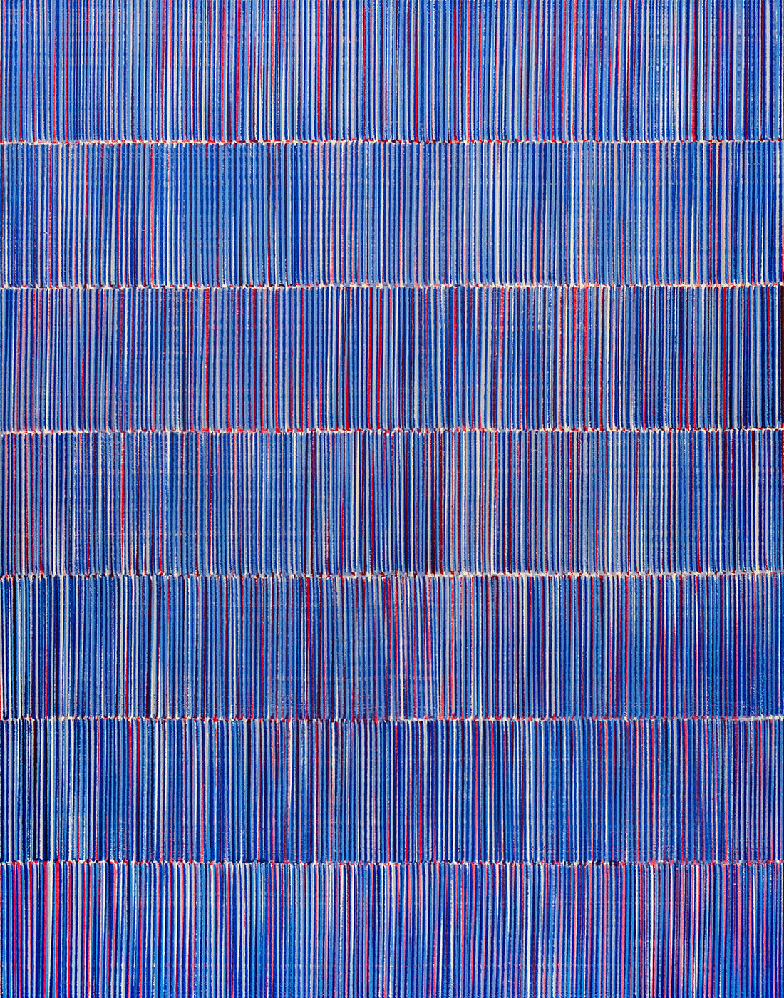 Nikola Dimitrov, FarbKlang BlauRot III, 2019, Pigmente, Bindemittel auf Leinwand, 140 × 110 cm