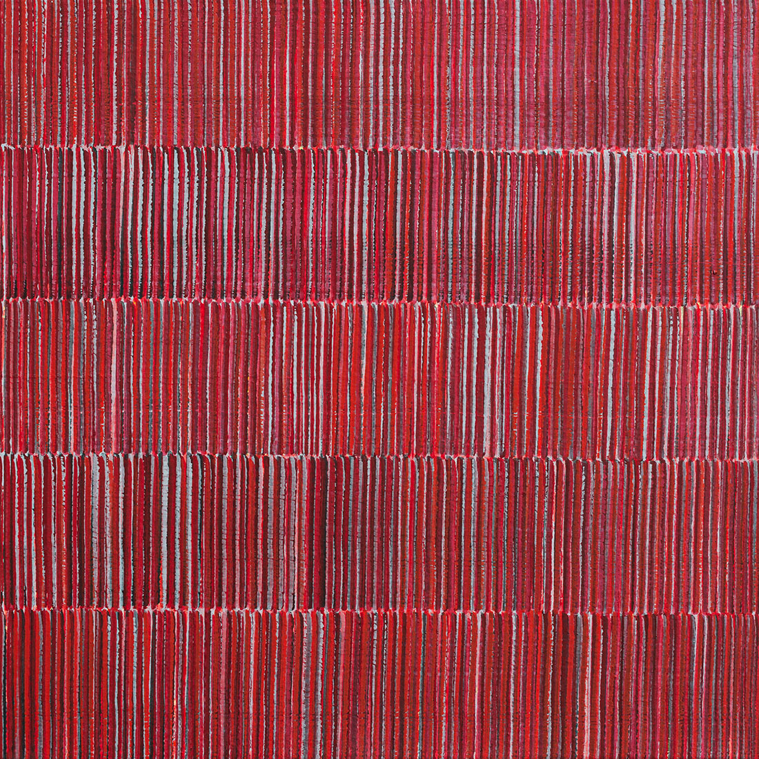 Nikola Dimitrov, Kleine Komposition Rot III, 2019, Pigmente, Bindemittel auf Leinwand, 40 × 40 cm