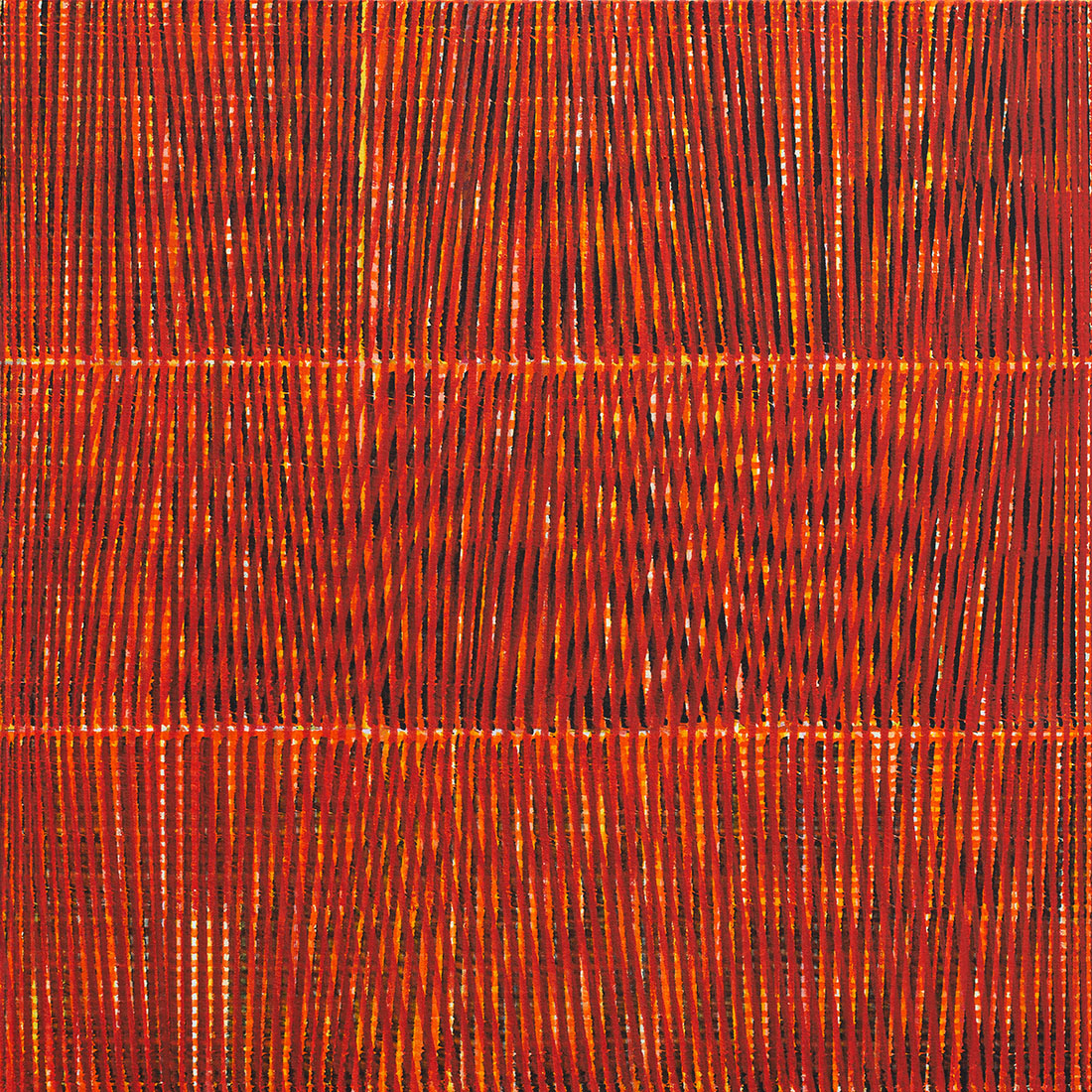 Nikola Dimitrov, AllegroRot I, 2019, Pigmente, Bindemittel auf Leinwand, 60 × 60 cm