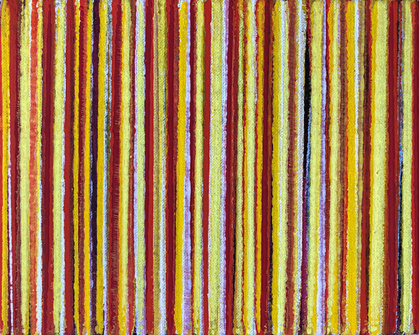 Nikola Dimitrov, Farblinien I, 2019, Pigmente, Bindemittel auf Leinwand, 20 x 25 cm