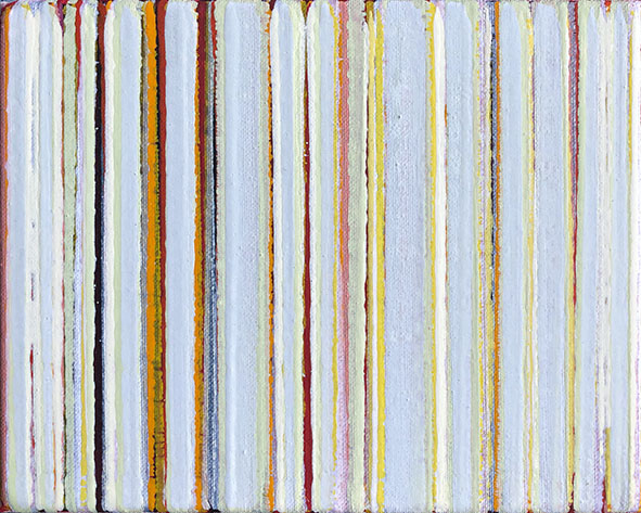 Nikola Dimitrov, Farblinien IX, 2019, Pigmente, Bindemittel auf Leinwand, 20 x 25 cm