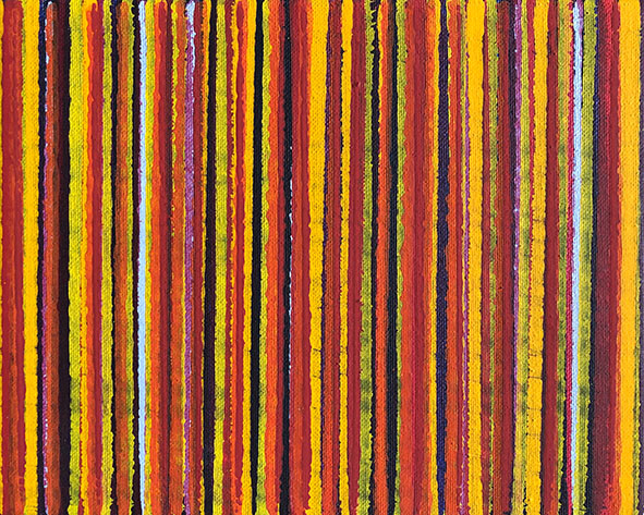 Nikola Dimitrov, Farblinien XI, 2019, Pigmente, Bindemittel auf Leinwand, 20 x 25 cm
