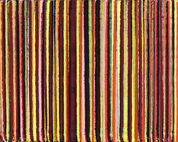 Nikola Dimitrov, Farblinien XIV, 2019, Pigmente, Bindemittel auf Leinwand, 20 x 25 cm