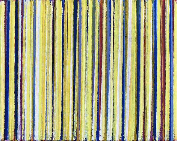 Nikola Dimitrov, Farblinien XVI, 2019, Pigmente, Bindemittel auf Leinwand, 20 x 25 cm
