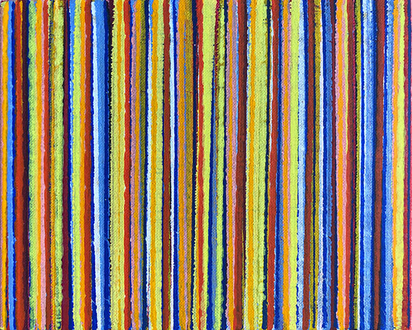 Nikola Dimitrov, Farblinien XVIII, 2019, Pigmente, Bindemittel auf Leinwand, 20 x 25 cm