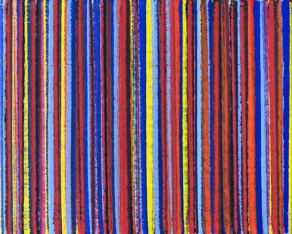 Nikola Dimitrov, Farblinien XIX, 2019, Pigmente, Bindemittel auf Leinwand, 20 x 25 cm