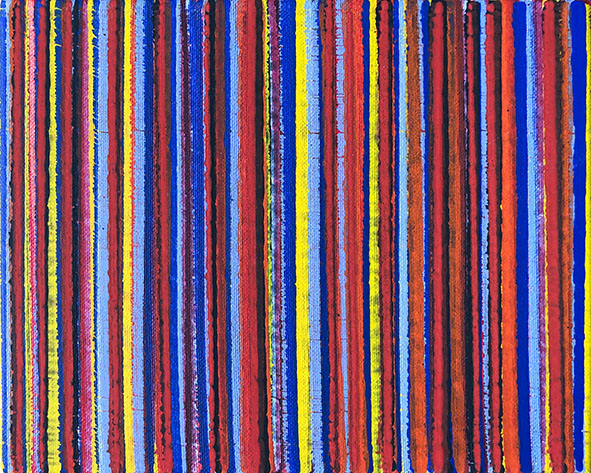 Nikola Dimitrov, Farblinien XIX, 2019, Pigmente, Bindemittel auf Leinwand, 20 x 25 cm