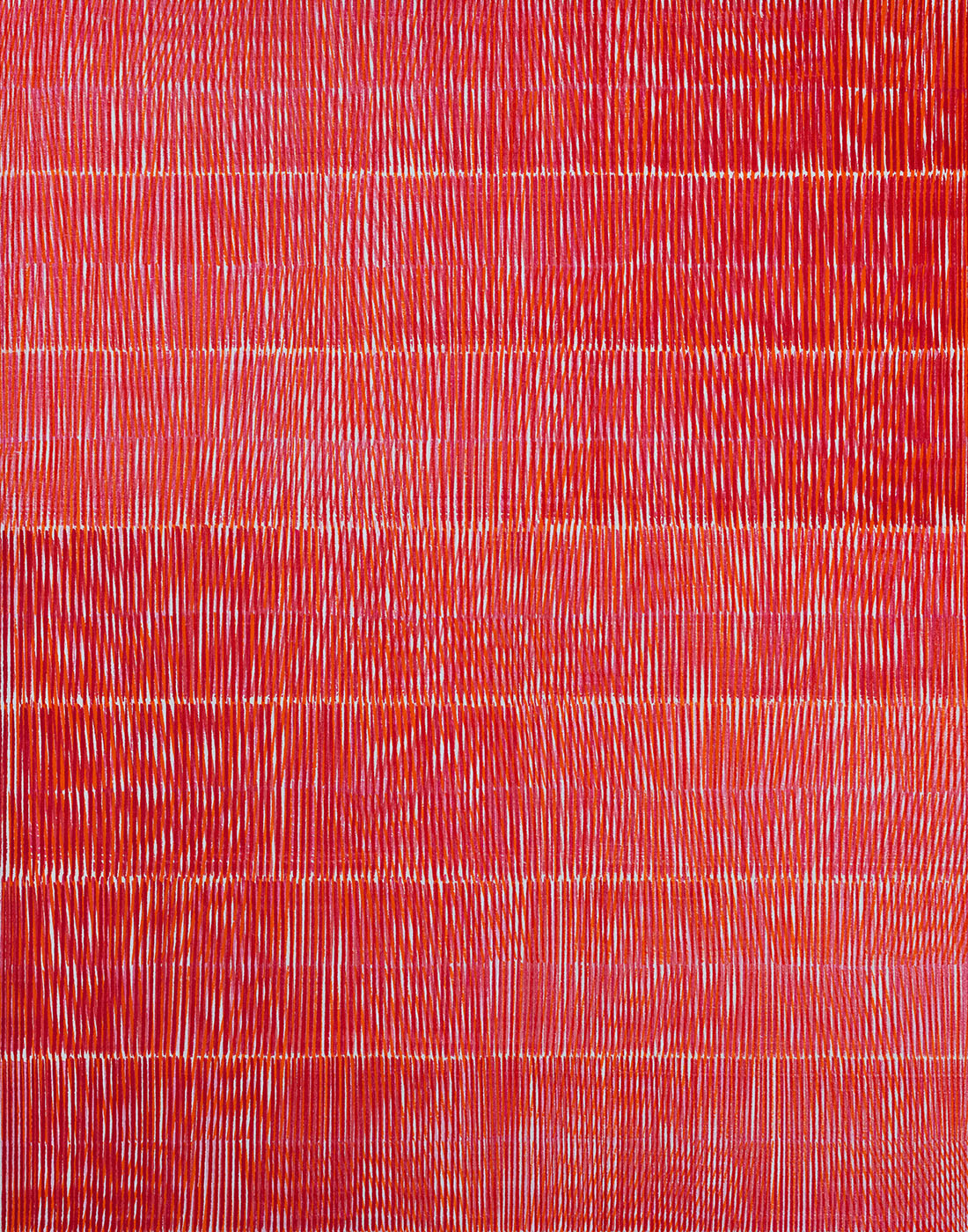 Nikola Dimitrov, KlangRaumRot V, 2020, Pigmente, Bindemittel auf Leinwand, 140 x 110 cm