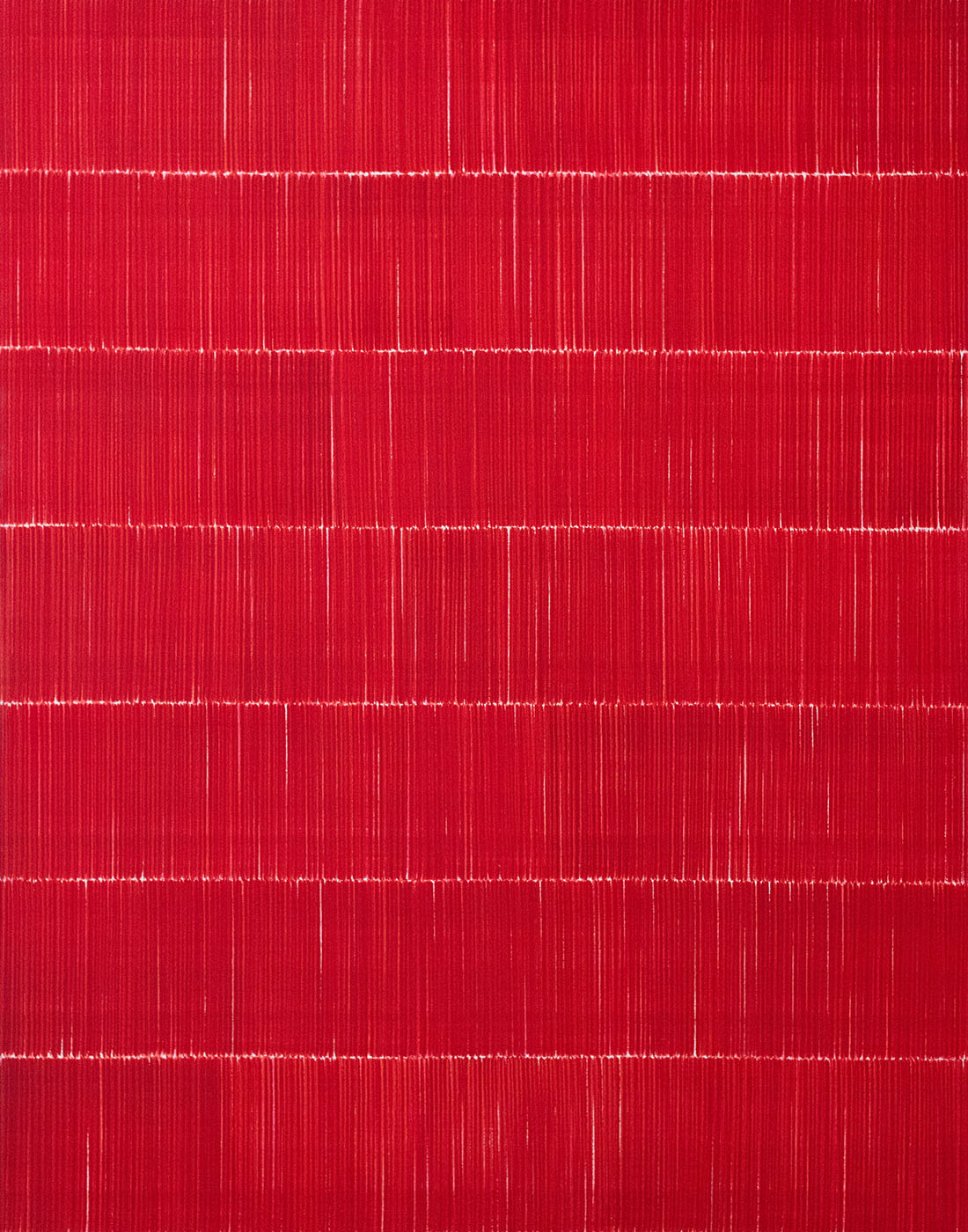 Nikola Dimitrov, KlangRaumRot VII, 2020, Pigmente, Bindemittel auf Leinwand, 140 x 110 cm