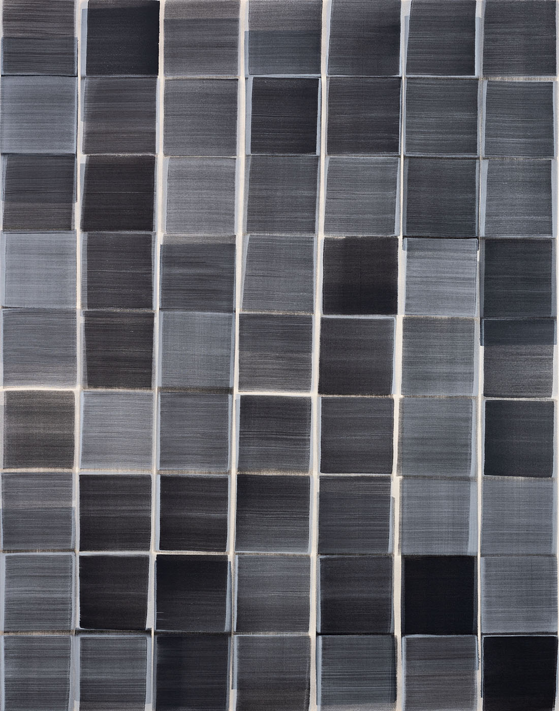 Nikola Dimitrov, Fuge II, 2021, Pigmente, Bindemittel auf Leinwand, 140 × 110 cm
