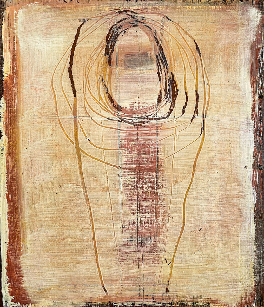 Nikola Dimitrov / Sieben Tafelbilder: o.T. / 1998 / Mischtechnik auf Holz / je 29 x 25 cm