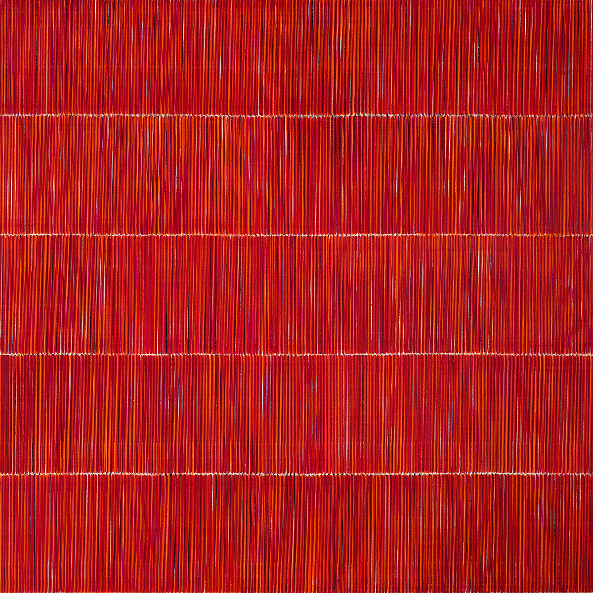 Nikola Dimitrov, RoterKlangRaum I, 2022, Pigmente, Bindemittel auf Leinwand, 100  100 cm