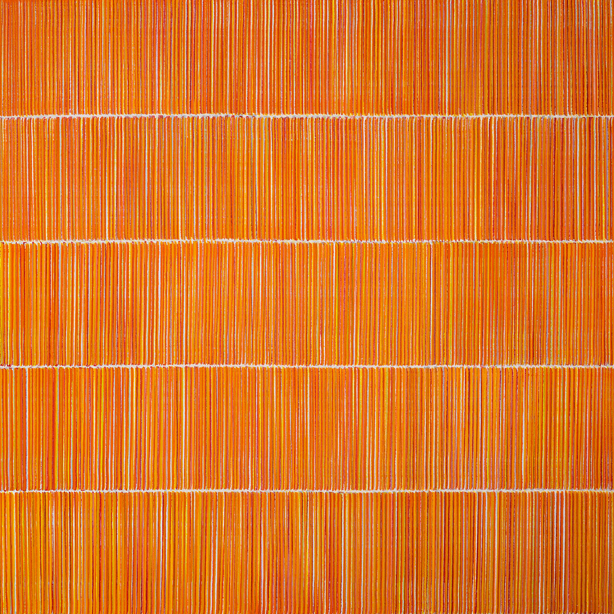 Nikola Dimitrov, RoterKlangRaum IV, 2022, Pigmente, Bindemittel auf Leinwand, 100  100 cm