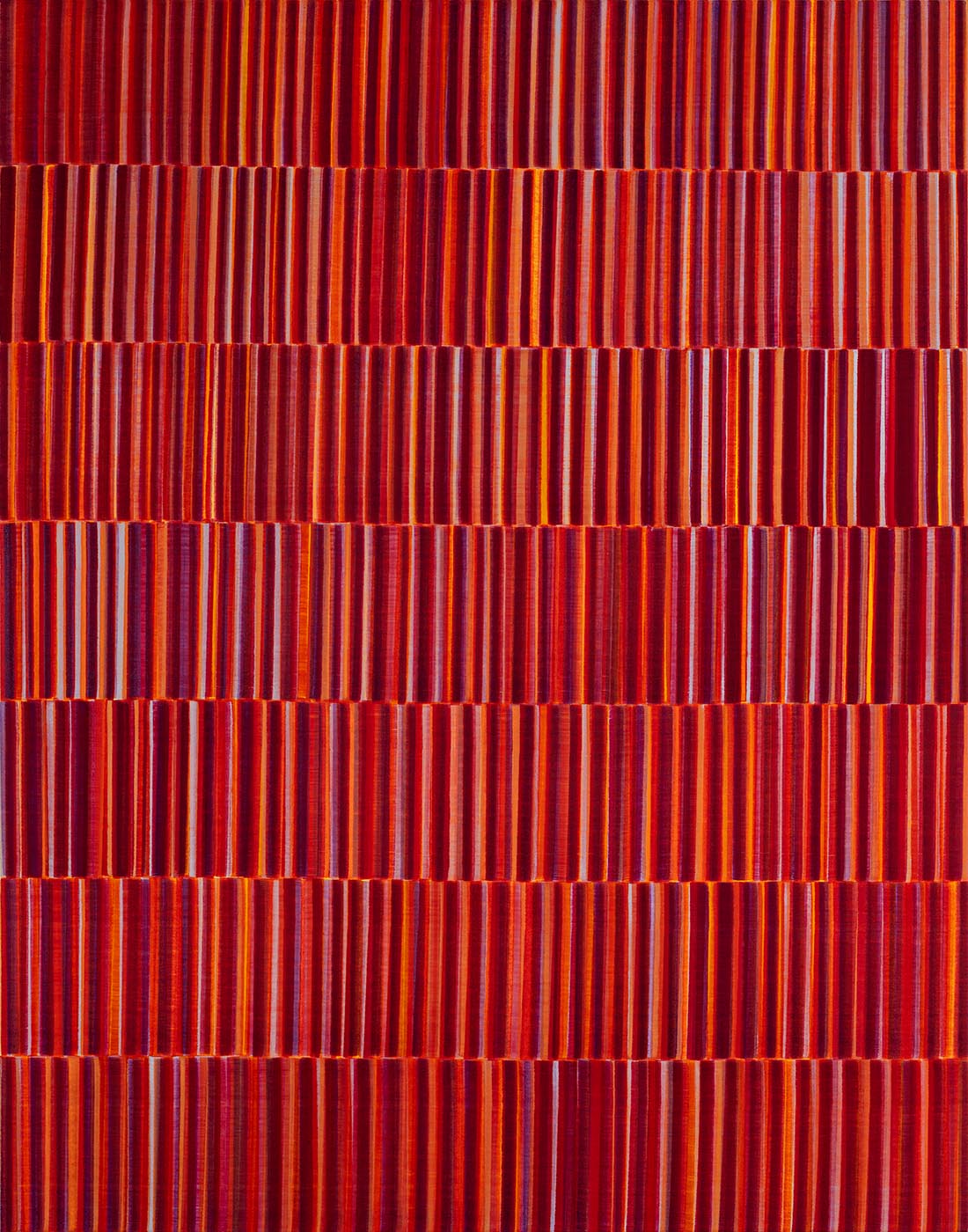 Nikola Dimitrov, Rot im Rhythmus III, 2022, Pigmente, Bindemittel auf Leinwand, 140  110 cm