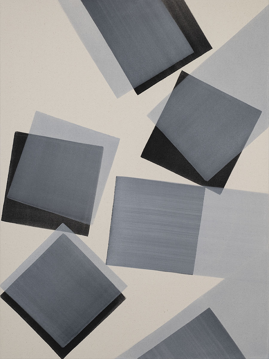 Nikola Dimitrov, Fuge I, 2023, Pigmente, Bindemittel auf Leinwand, 120 × 90 cm