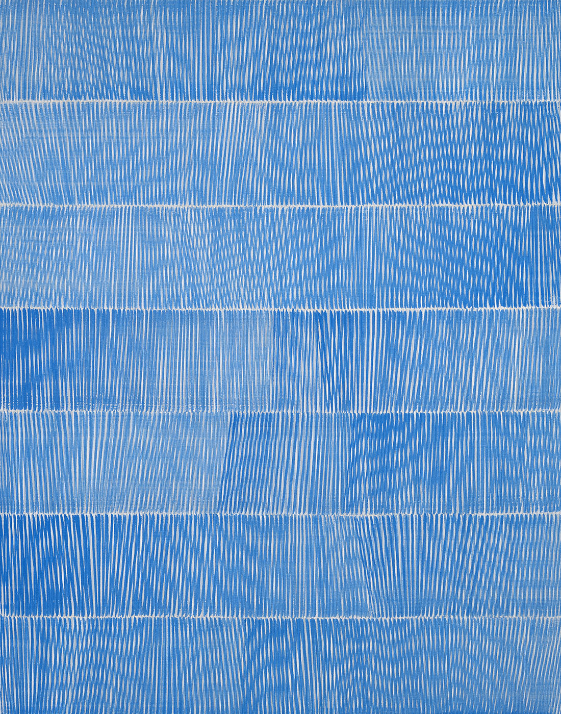 Nikola Dimitrov, Rhythmen Blau, 2023, Pigmente, Bindemittel auf Leinwand, 140  110 cm
