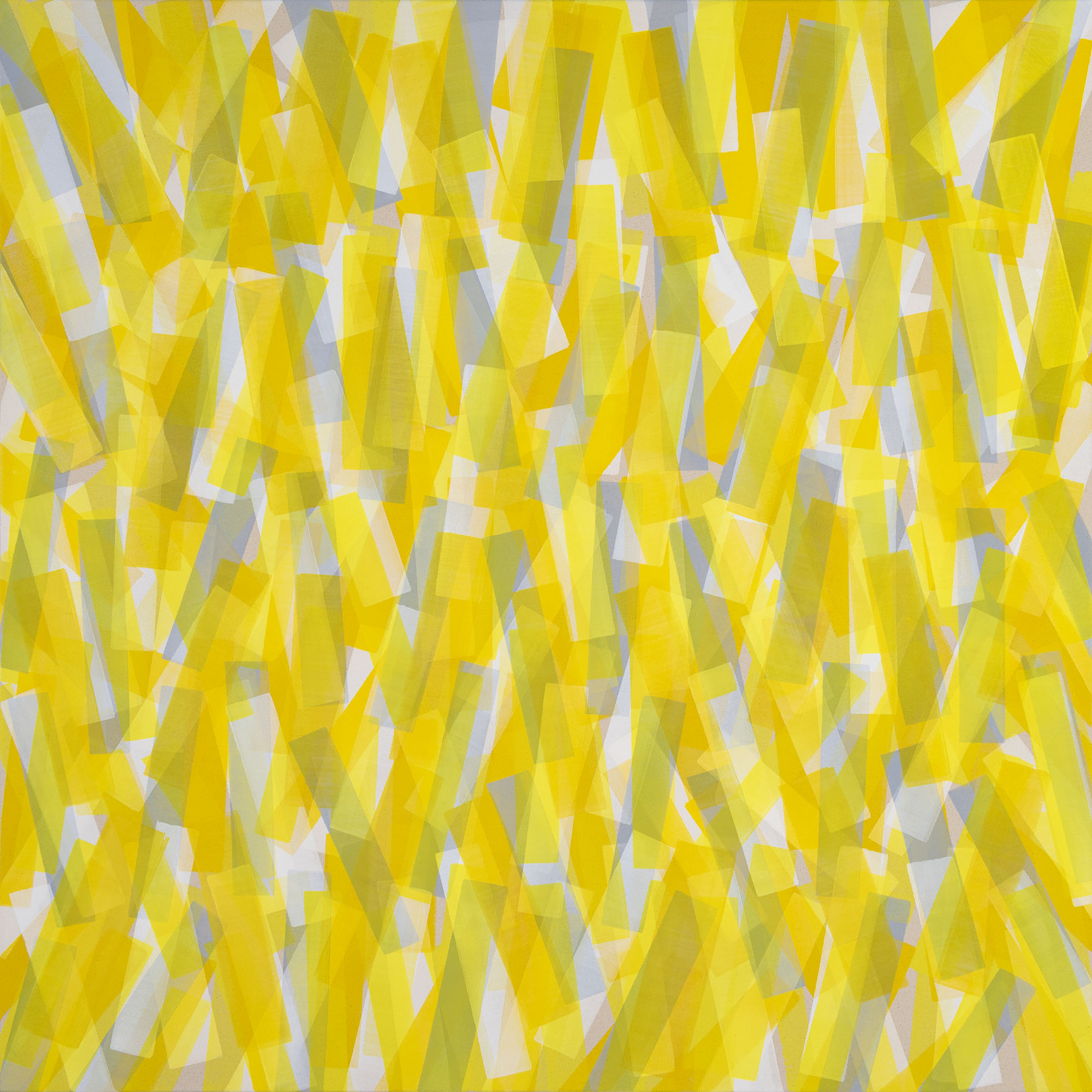 Nikola Dimitrov, Gelber KlangRaum II, 2024, Pigmente, Bindemittel auf Leinwand, 140 x 140 cm