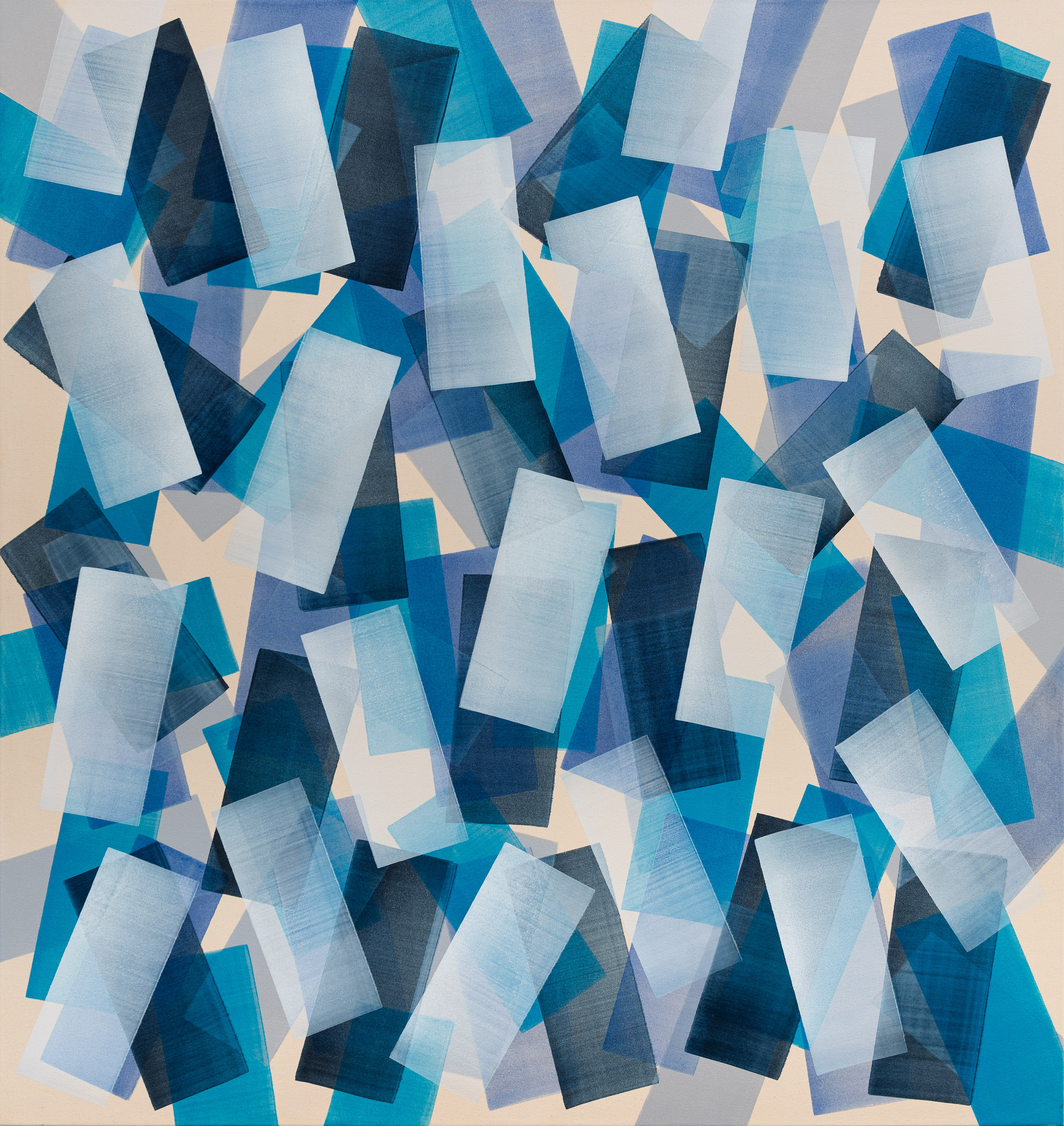 Nikola Dimitrov, BlauerFarbRaum Bewegt, 2026, Pigmente, Bindemittel auf Leinwand, 180 x 170 cm