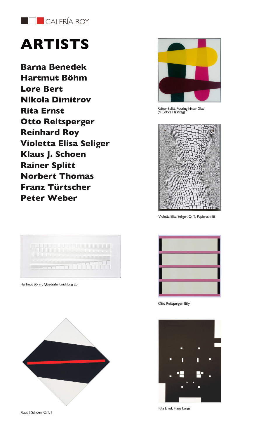 Galería Roy zeigt auf der Art Karlsruhe vom 05. bis 08. Februar 2026 mit einem Stand in Halle 2, H2/D10