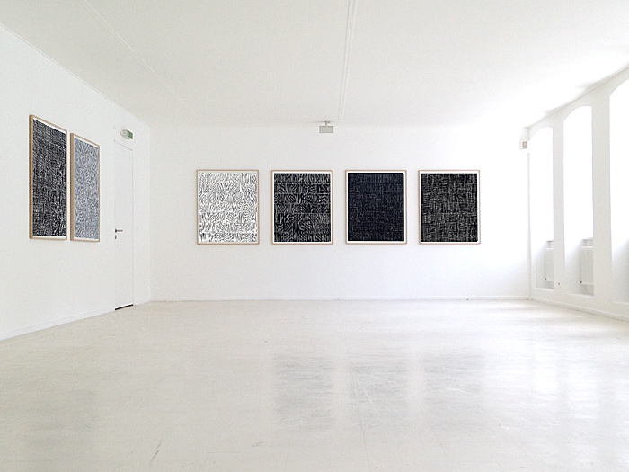 Nikola Dimitrov, 6 Arbeiten aus Verklärte Nacht,2012, Pigmente, Bindemittel, Lösungsmittel auf Bütten, 105,5 x 89 cm