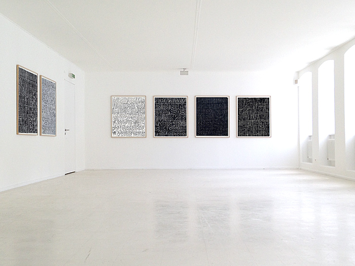 Nikola Dimitrov, 6 Arbeiten aus Verklrte Nacht,2012, Pigmente, Bindemittel, Lsungsmittel auf Btten, 105,5 x 89 cm
