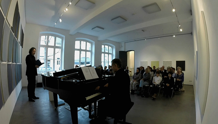 Film von Frank Norden zeigt auf www.nikoladimitrov.de Ausschnitte des Matinée zur Kunst! Rilke. Texte und Musik zur Kunst mit Armin Schmitt und Nikola Dimitrov in der Galerie Judith Andreae, Bonn