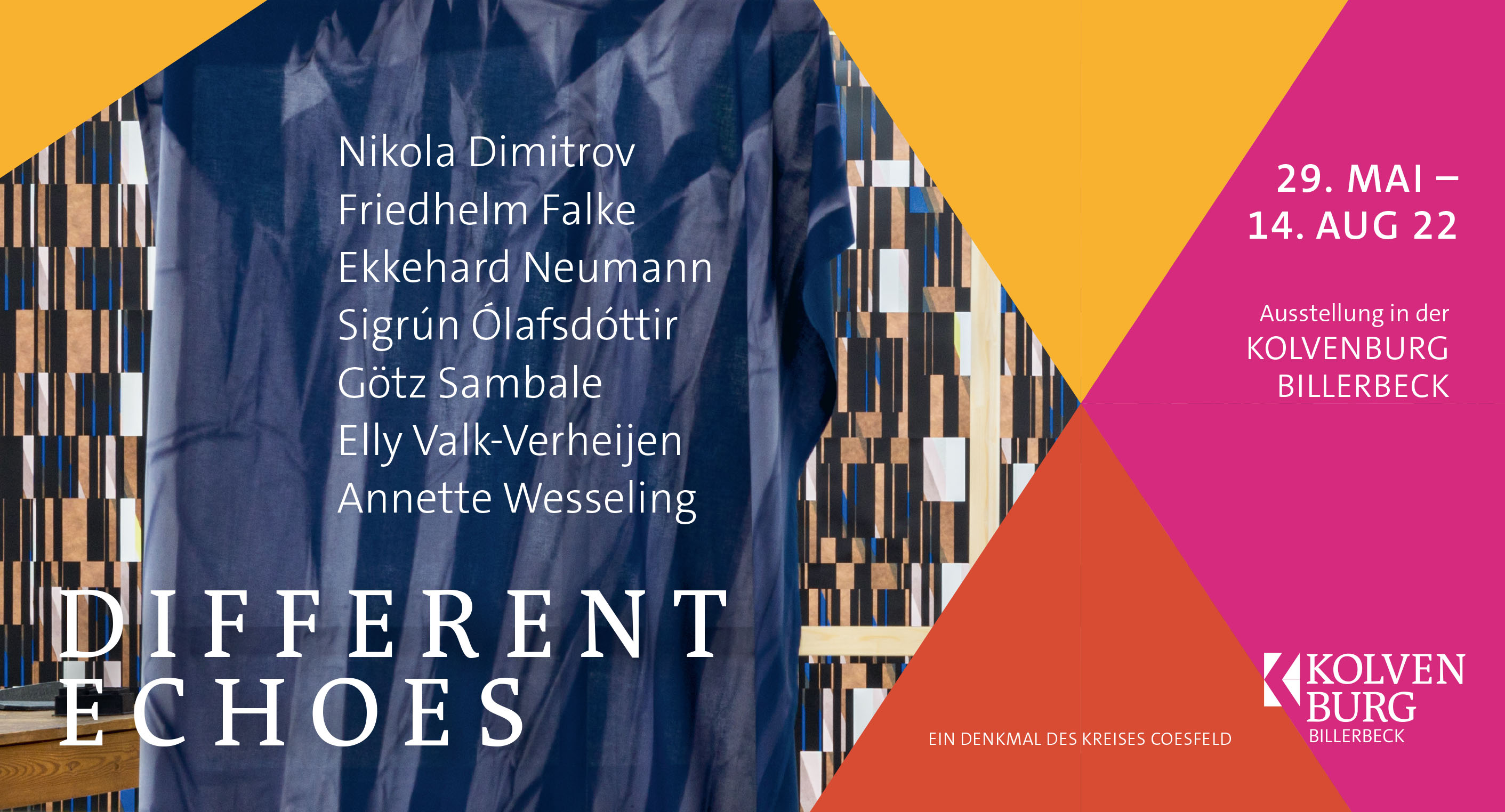 Different Echoes / Kolvenburg, Billerbeck zeigt Arbeiten von Nikola Dimitrov, Friedhelm Falke, Ekkehard Neumann, Sigrún Ólafsdóttir, Götz Sambale, Elly Valk-Verheijen, Annette Wesseling